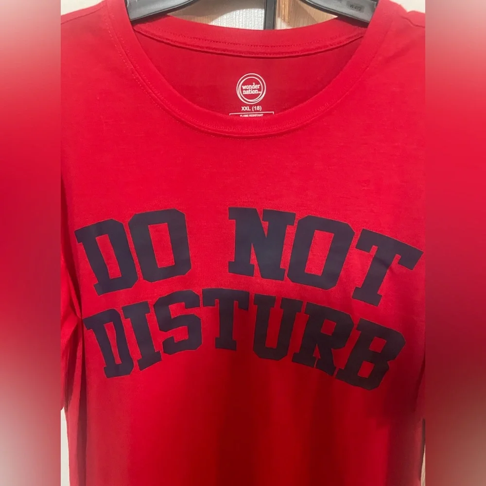 NWT Wonder Nation Boys XXL 18 Do Not Disturb Pajama Set Red Blue Sleepwear